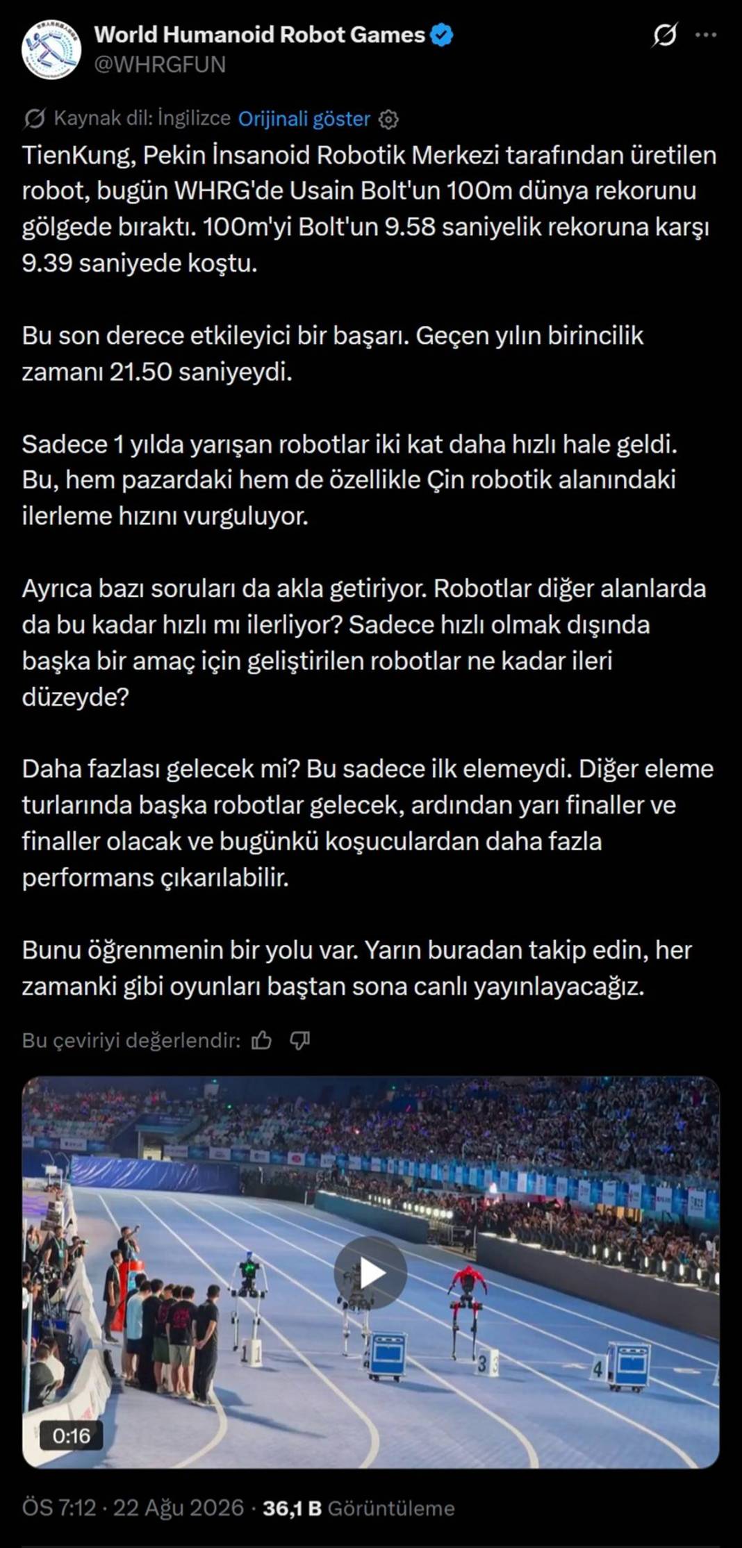 İnsansı robot TienKung, Usain Bolt'un 100 metre rekorunu tarihe gömdü 3